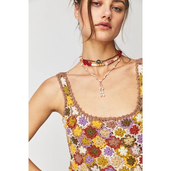 SHE MADE ME Sana Mini Dress in Horizon Floral Small New Womens Crochet Knit - Picture 9 of 13